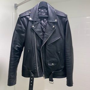 Reclaimed Vintage Black Leather Biker Jacket Size M
